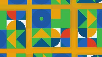 Bright abstraction on the background. Motion. Small geometric shapes on a yellow and blue background that change color and size. video