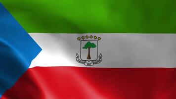 Equatorial Guinea flag in the wind. Detailed fabric texture. video