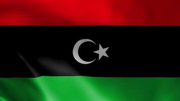 Libyan flag in the wind. Detailed fabric texture. video