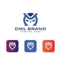 Owl creative modern minimal logo design concept and app icon template vector