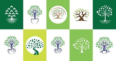 Tree Logo design collection set modern minimal flat creative design template vector
