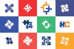 Puzzle Logo design collection set creative modern minimal concept for business brand website use vector