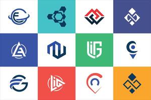 Colorful abstract logo design collection set modern minimal creative for business brand website vector