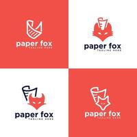 Paper Fox creative modern minimal logo design collection set template vector