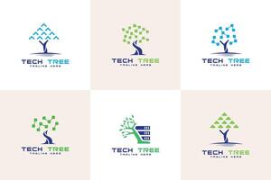 Data Tree Tech Tree Logo design collection set creative modern minimal for data tech business brand vector