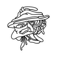 The Enigmatic Mushroom sketch features a mushroom with a mysterious facial expression, inviting interpretation and contemplation. Perfect for illustrations, art prints and home decor. vector