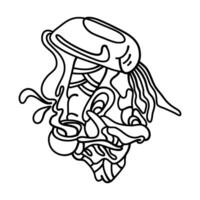 The Enigmatic Mushroom sketch features a mushroom with a mysterious facial expression, inviting interpretation and contemplation. Perfect for illustrations, art prints and home decor. vector