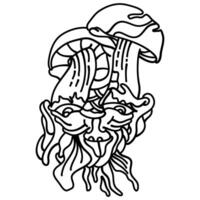 The Enigmatic Mushroom sketch features a mushroom with a mysterious facial expression, inviting interpretation and contemplation. Perfect for illustrations, art prints and home decor. vector