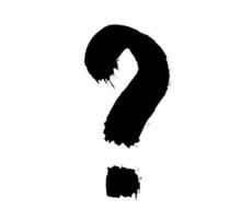 Grunge style question mark isolated on white. Rough black question icon vector