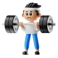 3d Fitness Boy With Barbell And Sweater And Sweater png