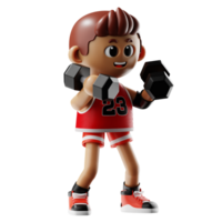3d Basketball Player Fitness With Hexagonal Dubbell png