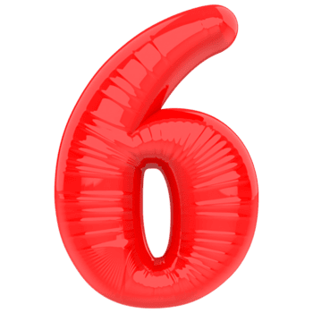 número 6 vermelho 3d render png