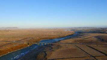 Aerial view of the scenery in Iceland with a waterfall video