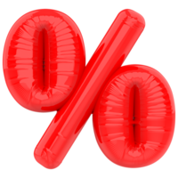 Percent Red 3D Render png