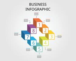 square chart step template for infographic for presentation for 8 element vector