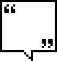 8bit retro game pixel speech bubble balloon with quotation marks, icon sticker memo keyword planner text box banner png
