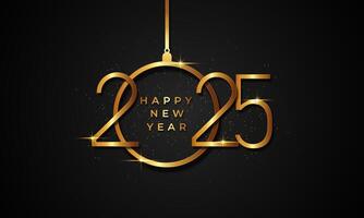 new year celebration 2025 with style number in golden shiny color on a dark background vector