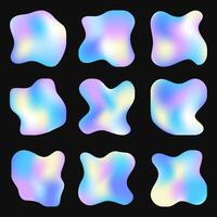 Set of hologram shapes fluid liquid for template design decoration vector