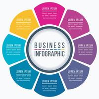 Circle Infographic design 8 Steps, objects, elements or options business information template vector