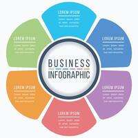 Circle Infographic design 6 Steps, objects, elements or options business information template vector
