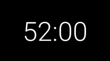 55 seconds countdown timer on black background suitable for concepts of time, deadlines video
