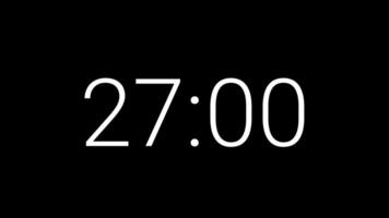 30 seconds countdown timer on black background suitable for concepts of time, deadlines video