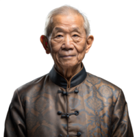 Portrait of an elderly man in traditional attire on a transparent background png