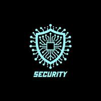 A cutting-edge logo featuring a circuit chip shield, symbolizing top-notch security and protection for your brand, perfect for tech companies, cybersecurity firms seeking a modern and dynamic vector