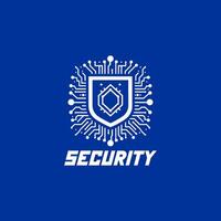 A cutting-edge logo featuring a circuit chip shield, symbolizing top-notch security and protection for your brand, perfect for tech companies, cybersecurity firms seeking a modern and dynamic vector