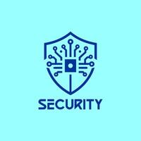 A cutting-edge logo featuring a circuit chip shield, symbolizing top-notch security and protection for your brand, perfect for tech companies, cybersecurity firms seeking a modern and dynamic vector