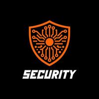 A cutting-edge logo featuring a circuit chip shield, symbolizing top-notch security and protection for your brand, perfect for tech companies, cybersecurity firms seeking a modern and dynamic vector