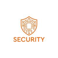 A cutting-edge logo featuring a circuit chip shield, symbolizing top-notch security and protection for your brand, perfect for tech companies, cybersecurity firms seeking a modern and dynamic vector