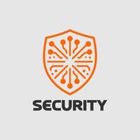 A cutting-edge logo featuring a circuit chip shield, symbolizing top-notch security and protection for your brand, perfect for tech companies, cybersecurity firms seeking a modern and dynamic vector