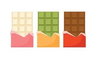 Set of Chocolate Bar with Open Wrapper Illustration vector