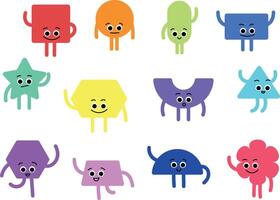 Cartoon of characters from geometric figures vector