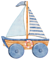 waterverf zeilboot vormig houten speelgoed- png