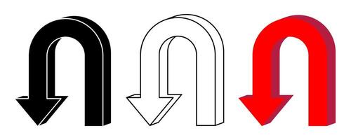 simple 3D style back symbol arrow icon set. isolated design on white background vector