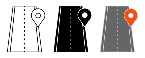 set of road location route icons. simple design isolated on white background vector