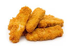 deep fried chicken nuggets on white photo