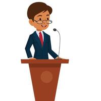 Man speaking at a lecture vector