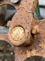 old rusty iron of bicycle photo