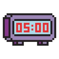 Digital alarm clock in pixel art style vector