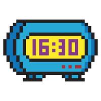Digital alarm clock in pixel art style vector