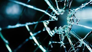 Shattered glass texture on dark background photo