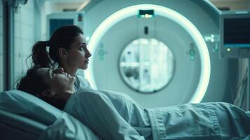 Caring companion support at hospital's ct scan room photo
