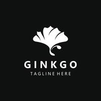 Ginkgo biloba logo nature. Healthy leaf organic used medicine for disease treatment with line art style design vector
