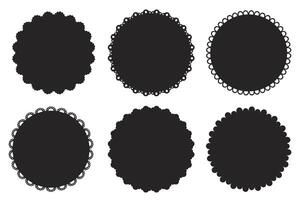 Scalloped edge emblem seal frame round price badge simple decoration isolated on white background. Stamp, wavy clip art vector