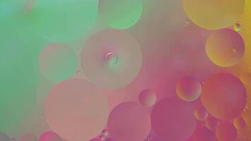 Abstract yellow, green and pink colorful background with oil on water surface. Oil drops in water abstract psychedelic, abstract image. photo