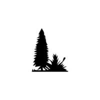 silhouette tree line drawing, graphics tree elements outline symbol for architecture and landscape design drawing. vector