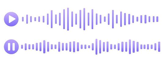 Sound record wave, talk, voice chat, phone app screen, audio player button isolated on white background. Simple media equalizer, podcast decibel sound track. vector